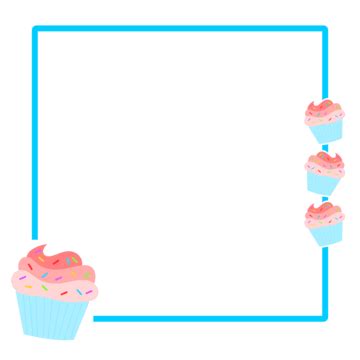 Cartoon Hand Drawn Cupcake Cute Border Illustration, Frame, Label, Cake PNG Transparent Clipart ...