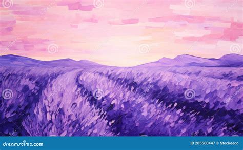 Vibrant Lavender Field Sunset: Expressionist Color Fields Painting ...