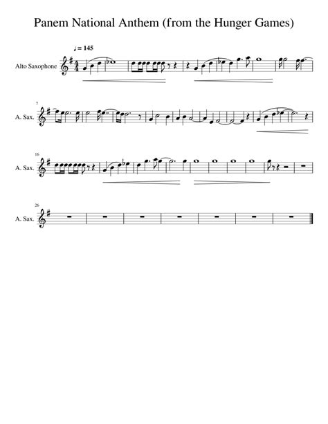 Panem National Anthem (from the Hunger Games) sheet music for Piano, Alto Saxophone download ...