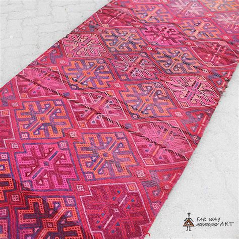 Vintage Persian boho pink runner rug for hallways or stairs. - Shop - Far Way Art