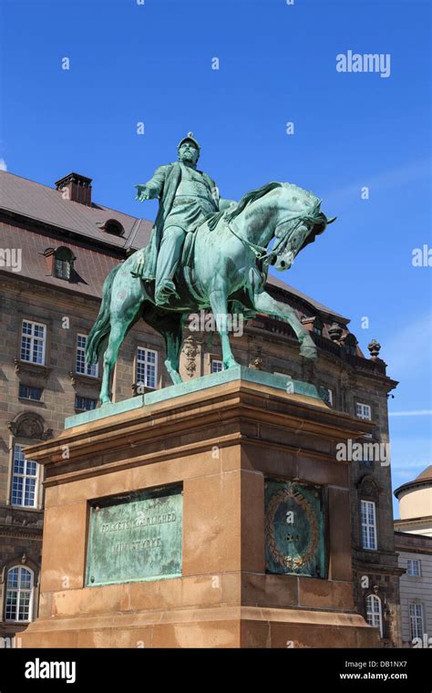 Equestrian statue of King Frederick VII outside Christiansborg Palace ...