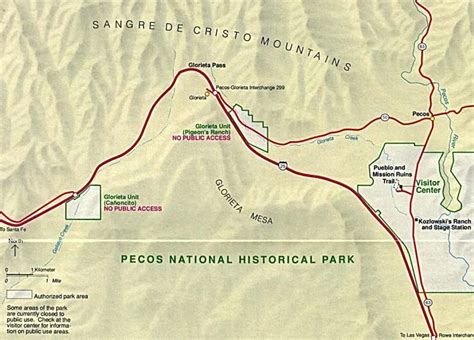 a map showing the location of pecos national historical park