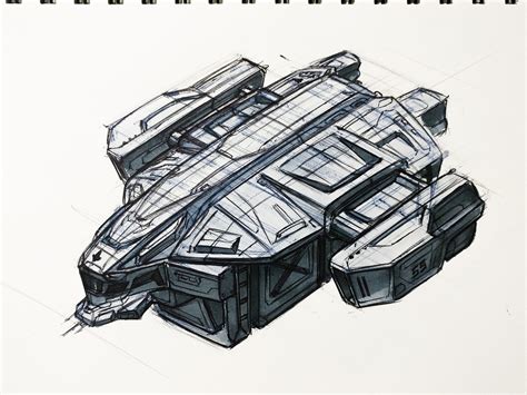 ArtStation - Space cargo ship concept sketch