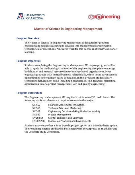 Master of Science in Engineering Management - College of ...