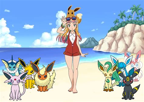 Risa and Eevee with Eeveelutions at the beach by ChipmunkRaccoonOz on ...