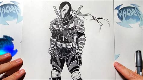 How to draw DEATHSTROKE the Terminator from DC Comic JUSTICE LEAGUE film Zach Snyder Inktober ...