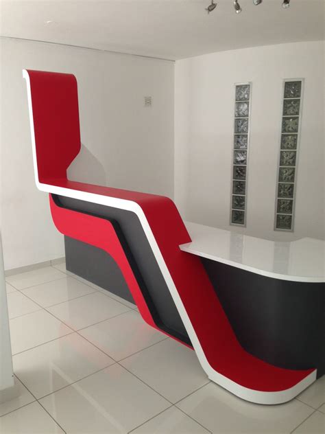 New reception counter designed and built using Kydex | Office table design, Reception counter ...