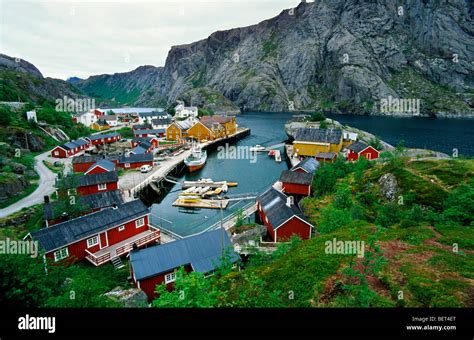 Fishing village Nusfjord, Flakstad, Lofoten islands, Norway Stock Photo ...