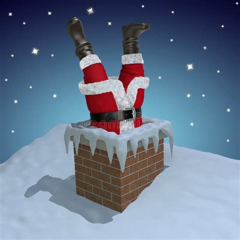 Santa Claus Stuck in the Chimney Stock Illustration - Illustration of santa, funny: 12317852