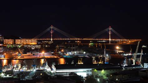 Night landscape with a view of the Russian Bridge. 3580140 Stock Photo ...