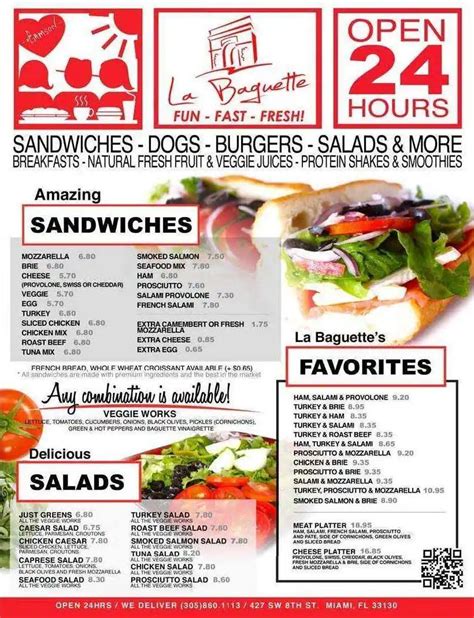 La Baguette Sandwicherie Menu, Menu for La Baguette Sandwicherie, Little Havana, Miami ...