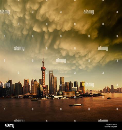 shanghai skyline at night Stock Photo - Alamy