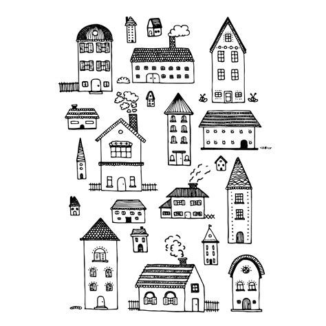 Premium Vector | Set of drawing houses doodle