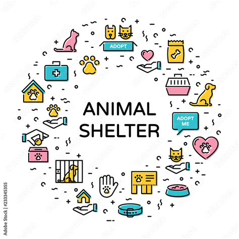 Vector Animal Shelter Icon Logo Set Stock Vector | Adobe Stock