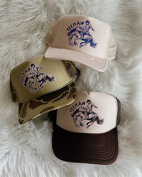 Yeehaw Buckin Cowboy Trucker Hat - Etsy