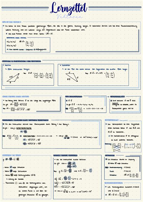 Analytische Geometrie Mathe - Lernzettel Vektoren WAS IST EIN VEKTOR? → Ein Vektor ist eine ...