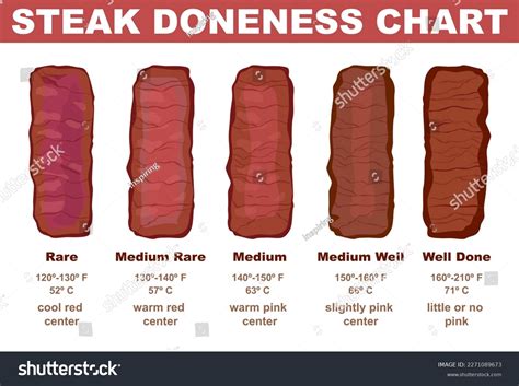 Steak doneness chart. Different stages of beef - Royalty Free Stock Vector 2271089673 - Avopix.com