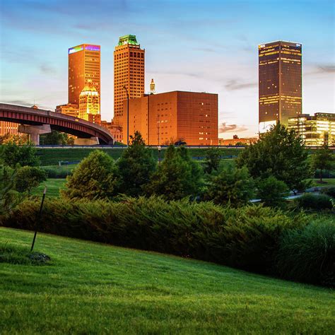 Tulsa Oklahoma City Skyline at Sunset Photograph by Gregory Ballos