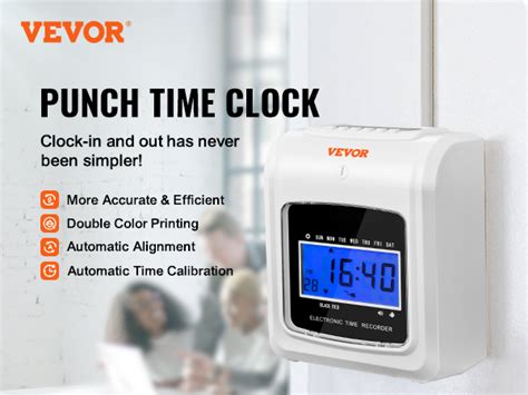 VEVOR Punch Time Clock, Time Tracker Machine for Employees of Small Business, 6 Punches per Day ...