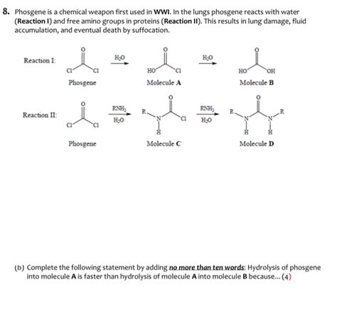 Solved 8. Phosgene is a chemical weapon first used in WWI. | Chegg.com