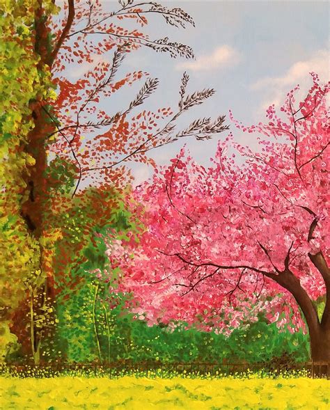 Painting landscape Pink tree painting Acrylic painting on | Etsy