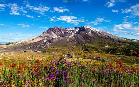 Download imagens Monte Saint Helens, América, vulcão, montanhas, Washington, EUA monitor com uma ...