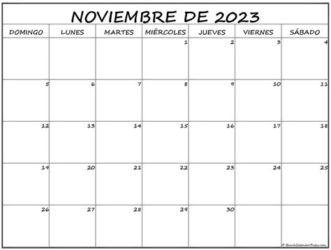 noviembre de 2023 calendario gratis | Calendario noviembre