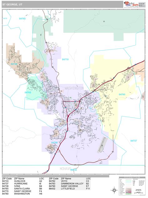 St. George Utah Wall Map (Premium Style) by MarketMAPS