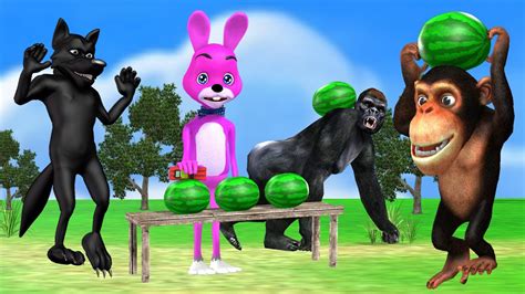 Choose The Right Watermelon With Dinosaur, Gorilla Monkey - Monkey Vs Gorilla Fight for Giant ...