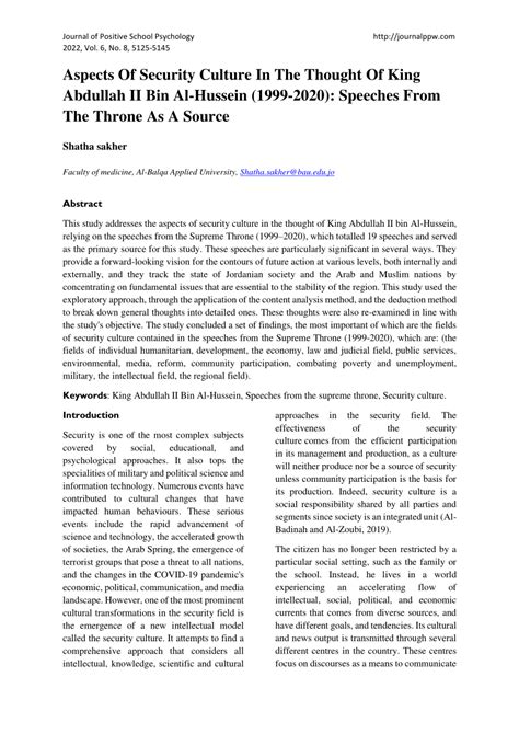 (PDF) Aspects Of Security Culture In The Thought Of King Abdullah II ...