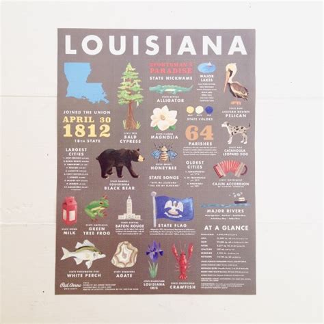 Louisiana State Symbols Art Print - Parish Ink