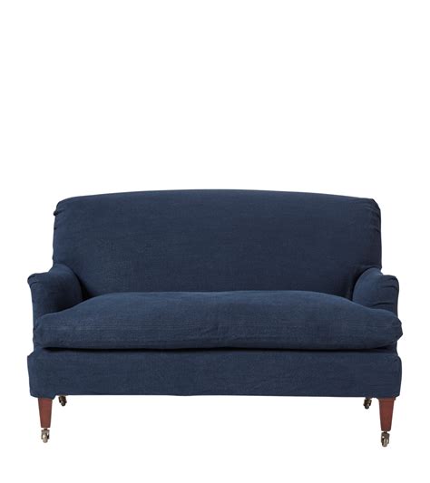 Linen Slipcover For Coleridge 2-Seater Sofa - Dark Blue | OKA US