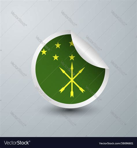 Adygea flag with sticker design Royalty Free Vector Image