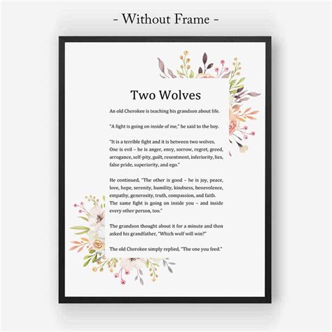 Two Wolves Art Print, Two Wolves Story, Book Page India | Ubuy