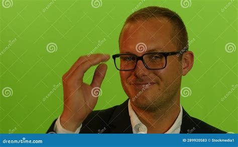 Young Caucasian Man in Suit Isolated on Green Screen Background Stock Video - Video of portrait ...