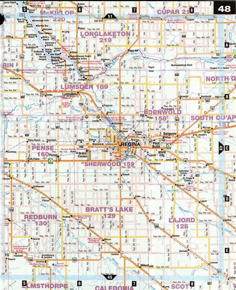 Road map Moose Jaw city surrounding area (Saskatchewan, Canada)