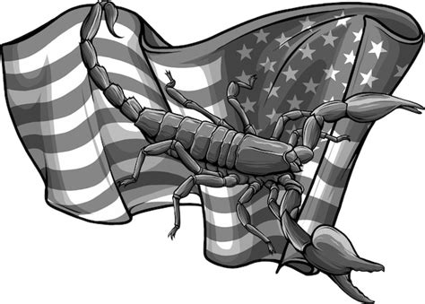 Premium Photo | Scorpion with american flag cartoon closeup illustration