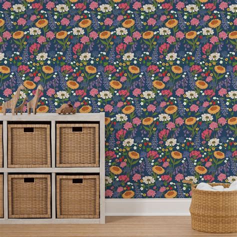 Whimsical Floral Wallpaper - colorful Wallpaper | Spoonflower