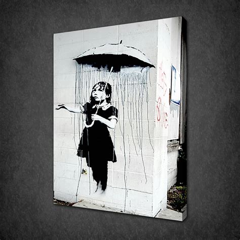 BANKSY UMBRELLA GIRL CANVAS WALL ART PICTURES PRINTS VARIETY OF SIZES - Canvas Print Art