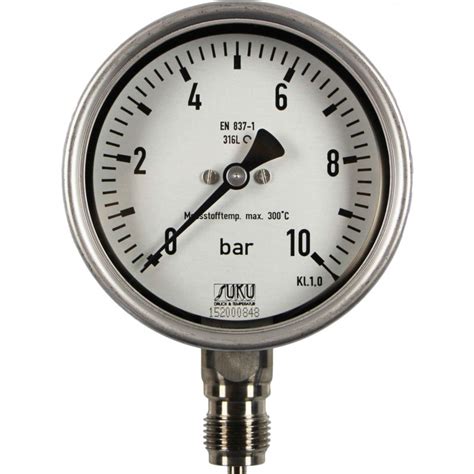 Pressure gauge, industry, fillable, chemical