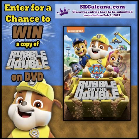 Paw Patrol Rubble on the Double DVD Giveaway – SKGaleana