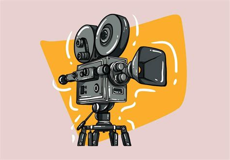 Cinema movie camera side view template in cartoon and vintage style ...