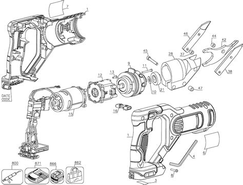 DCS494B Dewalt Shear Parts - Diamgrams and Parts List