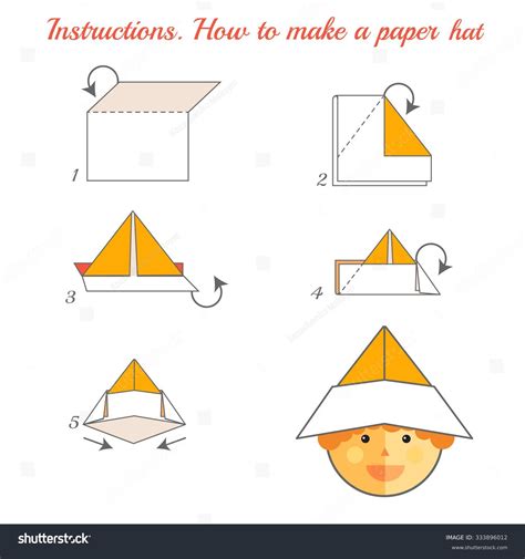 Instructions How Make Paper Hat Tutorial Stock Vector 333896012 - Shutterstock