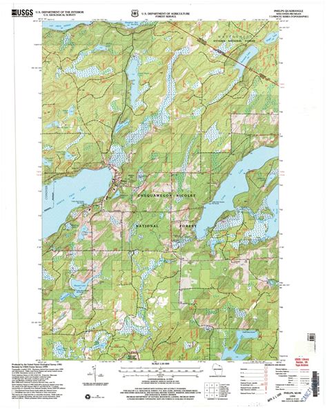 Classic USGS Phelps Wisconsin 7.5'x7.5' Topo Map – MyTopo Map Store