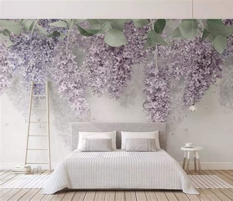 Wall Murals 3D Wallpaper Lilac Wisteria Flower 3D Wall Mural Living ...