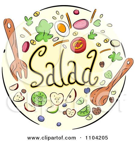 Clipart Ingredients Forming The Word Salad Over A Bowl - Royalty Free ...