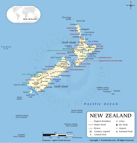 Nz Map With Compass - Cicely Bridgette