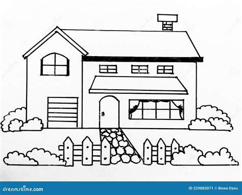 Cartoon Hand Drawing House. Illustration. Easy Coloring Page for Kids ...