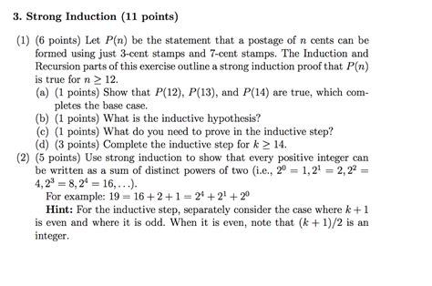 Solved 3. Strong Induction (11 points) (1) (6 points) Let | Chegg.com